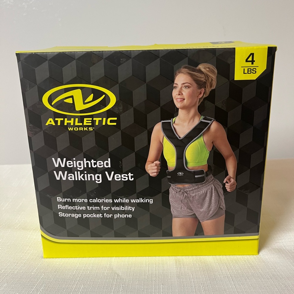 Athletic Works 4 LB Weighted Walking Vest, Reflective Trim, Pocket For Phone